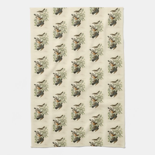 Sage Thrasher and Varied Thrush, Audubon's Birds Tea Towel (Vertical)