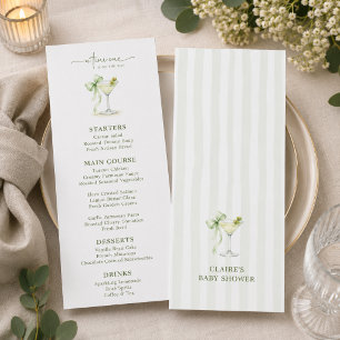 Sage Tini One Elegant Stripes Neutral Baby Shower Menu