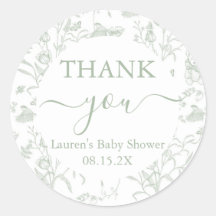 Sage Toile Bear Baby Shower