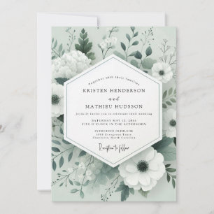 Sage Tonal Botanical Wedding Invitation