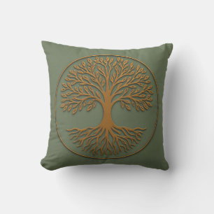 Sage Tree of Life Throw Pillow Sacred Geometry