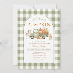 Sage Truck Little Pumpkin Baby Shower Invitation
