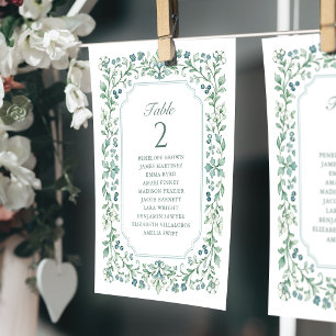 Sage Vintage Botanical table number seating chart