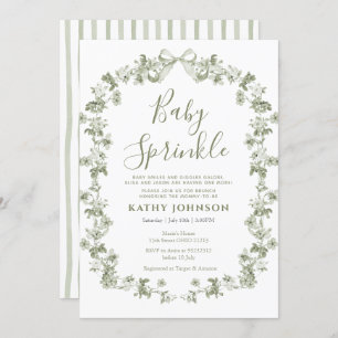 Sage Vintage Coquette Floral Baby Sprinkle Invitation
