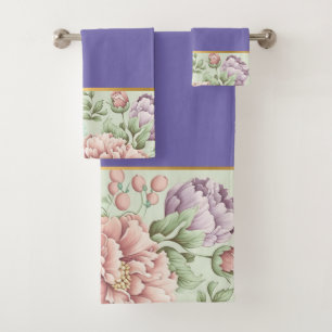 SAGE VINTAGE FLORAL PURPLE BATHROOM TOWEL SET
