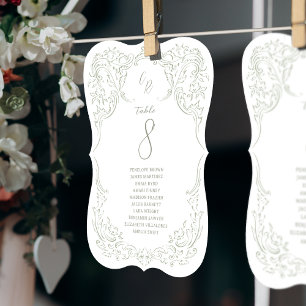 Sage Vintage Flourish Monogram seating charts