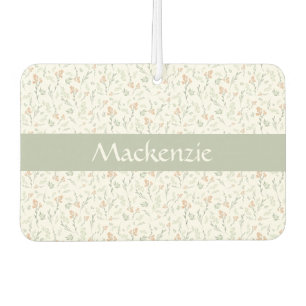 Sage Watercolor Wildflower Floral Custom Name Car Air Freshener