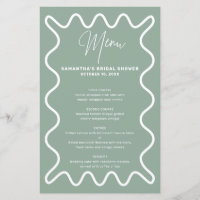 Sage Wavy Border menu card with name