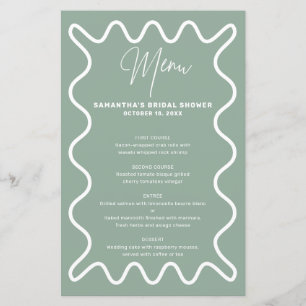Sage Wavy Border menu card with name