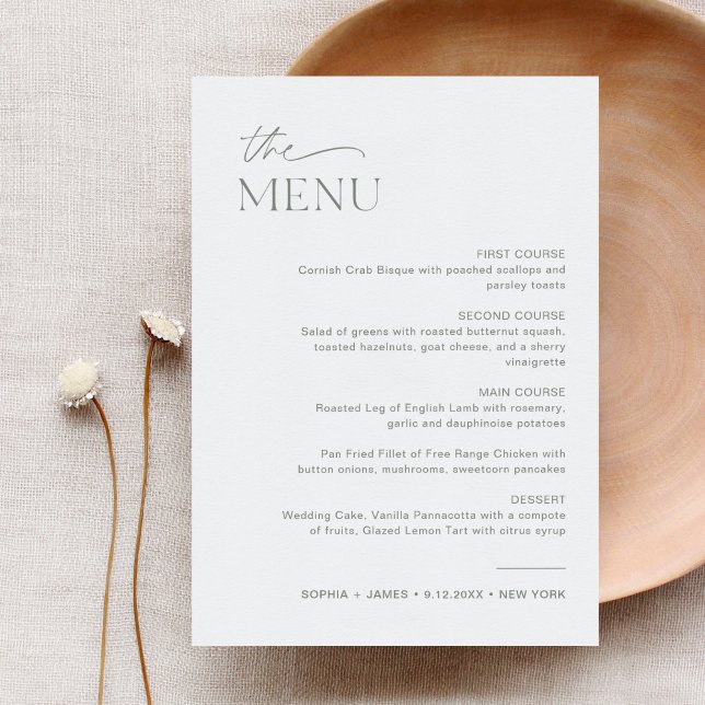 SAGE Wedding Dinner Menu 5x7 Card (Creator Uploaded)