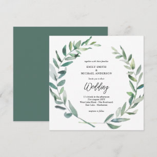 Sage Wedding Invitation Modern Olive Leaves