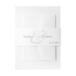 Sage Wedding Invitation Names & Monogram    Belly Band