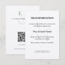 Sage Wedding Transportation Details Card | QR