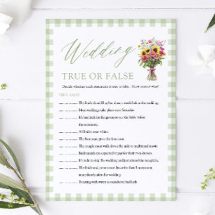 Sage Wedding True or False Bridal Shower Game Invitation