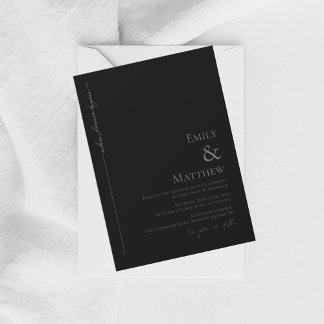 Sage Where Forever Begins Black Wedding Invitation