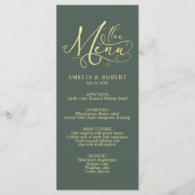 Sage Whimsical Elegant Gold Calligraphy Menu