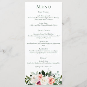 Sage White Blush Peach Floral Menu