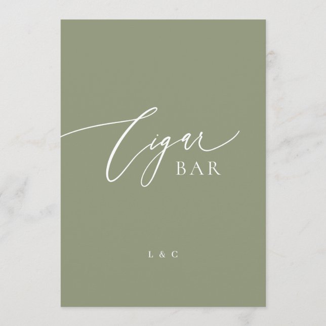 Sage White Formal 5 x 7 Wedding OPEN Bar Sign (Front)