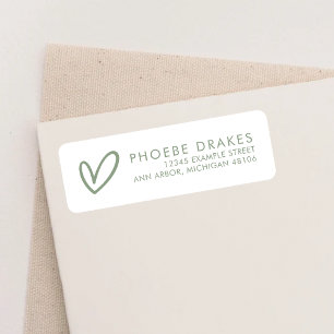 Sage & White Minimal Bridal Shower Return Address Label