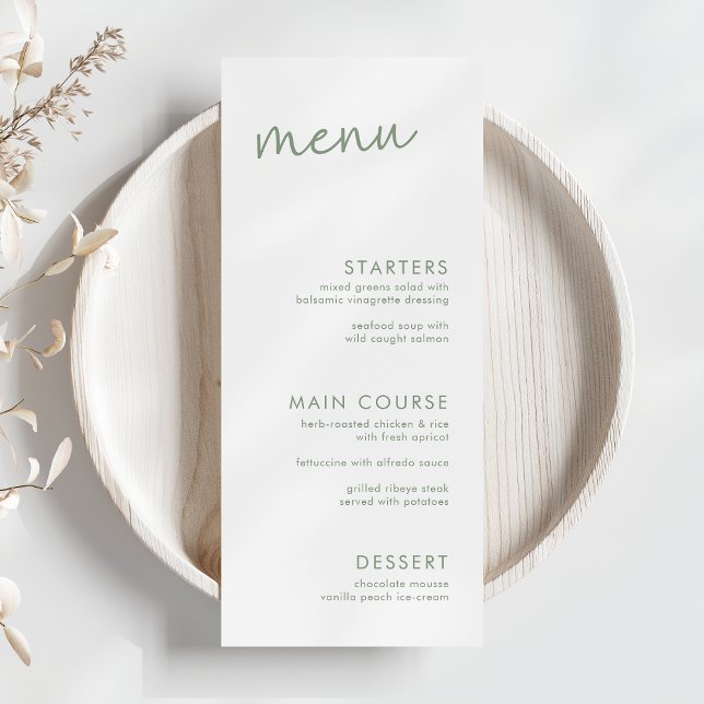 Sage & White Minimalist Script Bridal Shower Menu (Creator Uploaded)