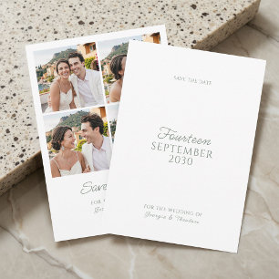 Sage & White Minimalist Script Photo Wedding Save The Date