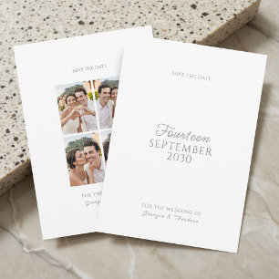 Sage & White Minimalist Script Photo Wedding Save The Date