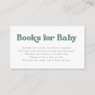 Sage & White Retro Type Books for Baby Enclosure Card