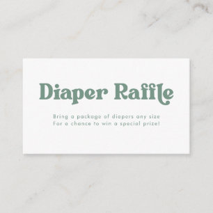 Sage & White Retro Type Diaper Raffle Enclosure Card