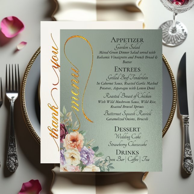 Sage - Wildflowers, Monogram & Thank You  Menu (Creator Uploaded)