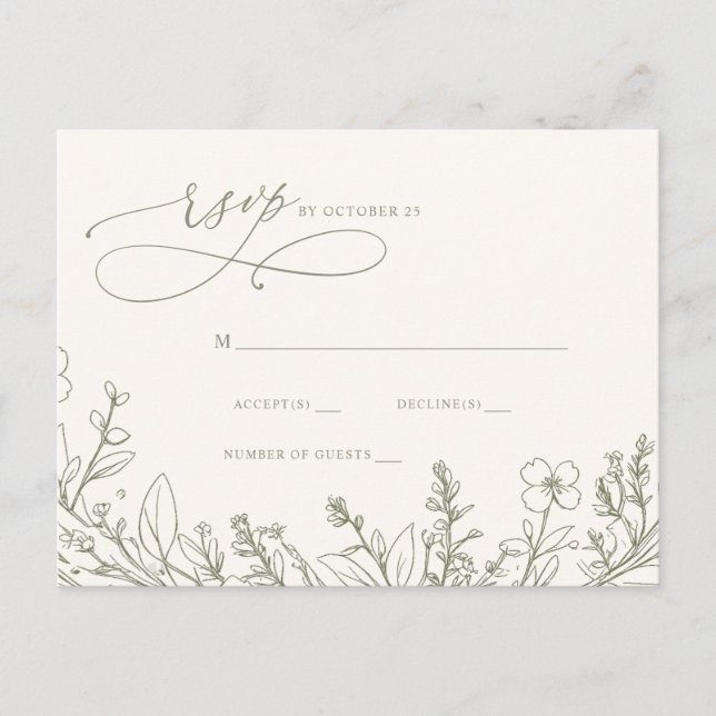 Sage Wildflowers Woodland Garden Floral RSVP Postcard (Front)