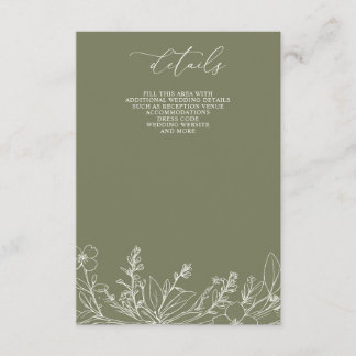 Sage Wildflowers Woodland Garden Floral Wedding  Enclosure Card