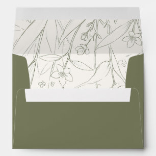 Sage Wildflowers Woodland Garden Floral Wedding  Envelope