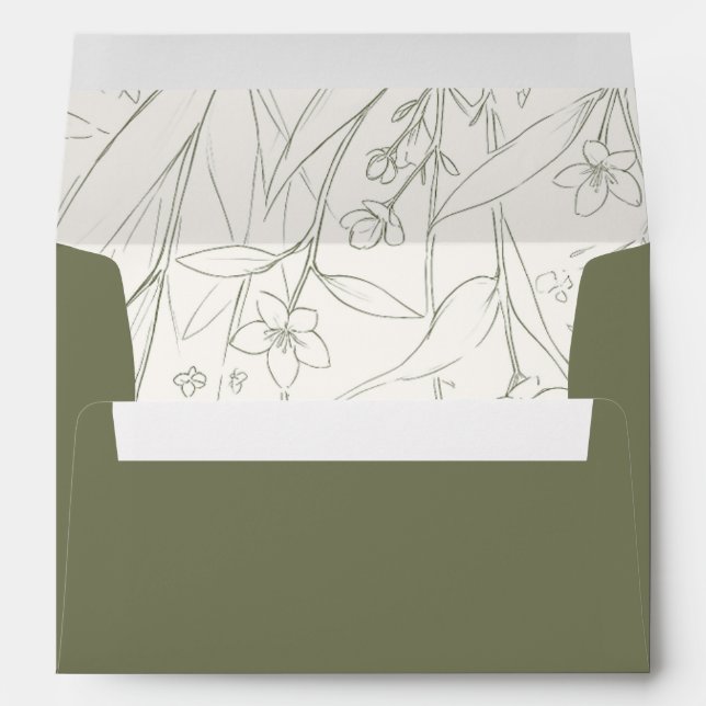 Sage Wildflowers Woodland Garden Floral Wedding  Envelope (Back (Bottom))