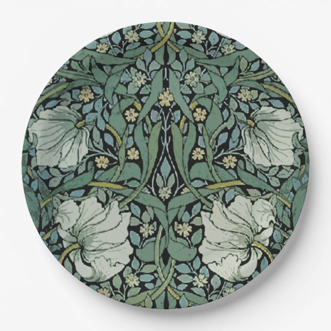 Sage William Morris Paper Plate (Front)