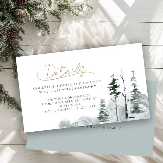 Sage Winter Forest Minimalist Wedding Details Enclosure Card (Creator Uploaded)