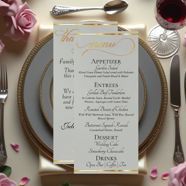 Sage - Wreath Monogram & Thank You Wedding Menu (Creator Uploaded)
