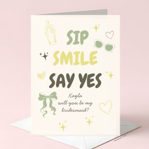 Sage + Yellow Doodle Bridesmaid Proposal Card