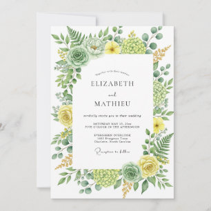 Sage Yellow Serene Botanical Wedding Invitation