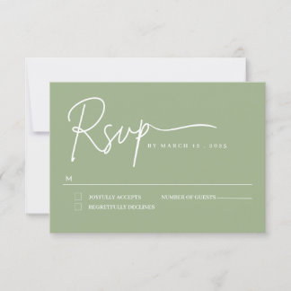 sagegreen minimalist handwritten wedding RSVP card