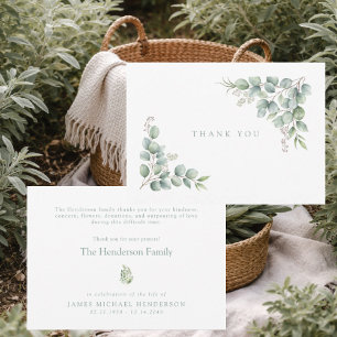 SageSimple Greenery Funeral Personalized Thank You Card