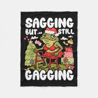 Sagging But Still Gagging Frog Funny Cringe Meme C Fleece Blanket