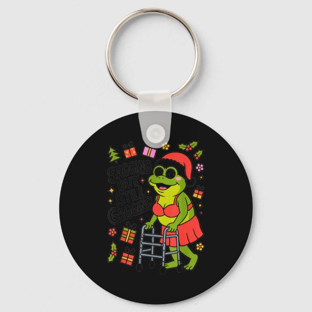 Sagging But Still Gagging Funny Christmas Frog Hol Key Ring (Front)