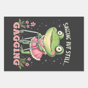 Sagging but still gagging Funny Mothers Day Frog Wrapping Paper Sheet