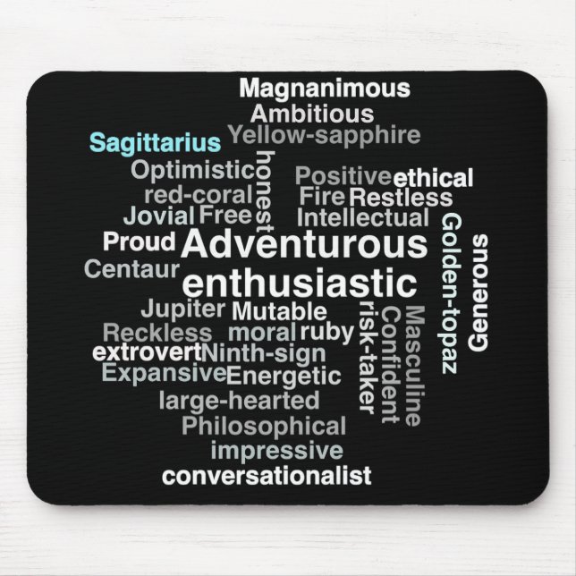 Sagitarrius personality traits word cloud gifts mouse pad (Front)