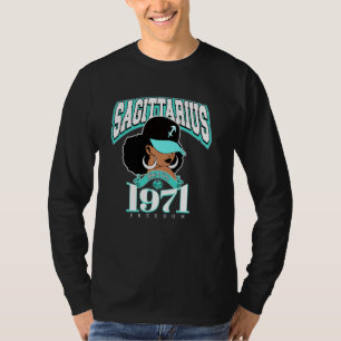 Sagittarius 1971 Afro Queen Zodiac Birthday Sassy  T-Shirt