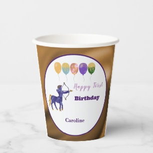 Sagittarius 1st Birthday Gold Foil Elegant Zodiac  Paper Cups