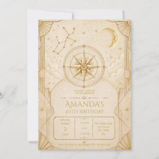 Sagittarius 40th Birthday Invitation | Champagne