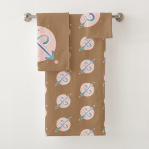 SAGITTARIUS, Abstract Design of the Zodiac Sign,  Bath Towel Set