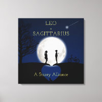 Sagittarius and Leo Zodiac Star Sign Moon Canvas