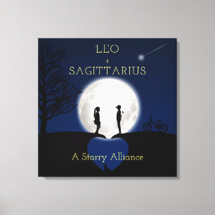 Sagittarius and Leo Zodiac Star Sign Moon Canvas